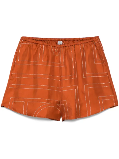 TOTEME monogram silk pj shorts Brown 241WRB1141FB0089161