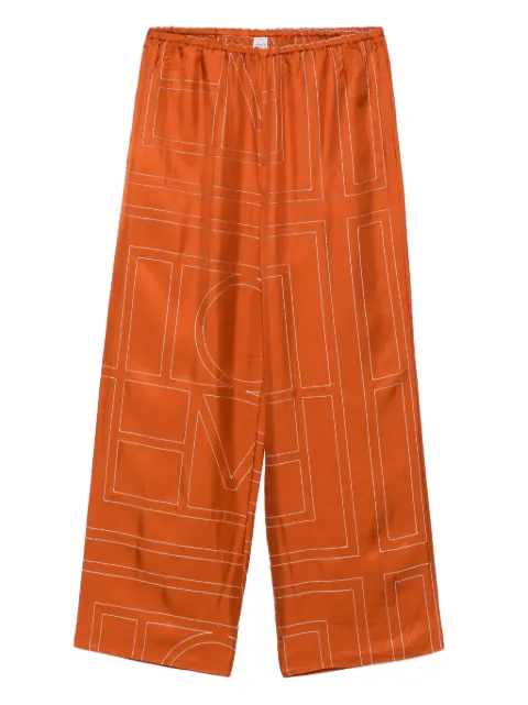 TOTEME Monogram silk pajama bottoms Orange 241WRB1092FB0089161