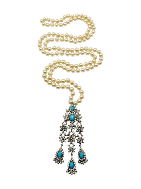 Jennifer Gibson Jewellery pearl paste necklace Silver JGJTURQPRLNKL