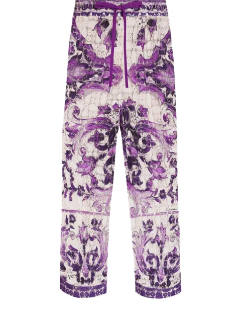 Dolce & Gabbana Majolica-print lace trousers White FTDBTTHH5EU