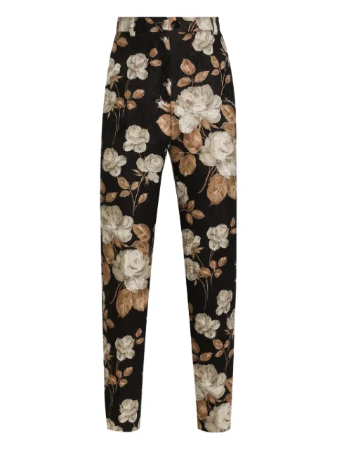 Dolce & Gabbana rose-print brocade trousers Black FTAM2TFSTBR