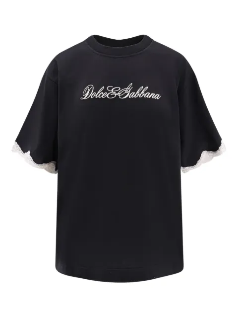 Dolce & Gabbana jersey T-shirt with embroidery Black F8V62ZGDDB8