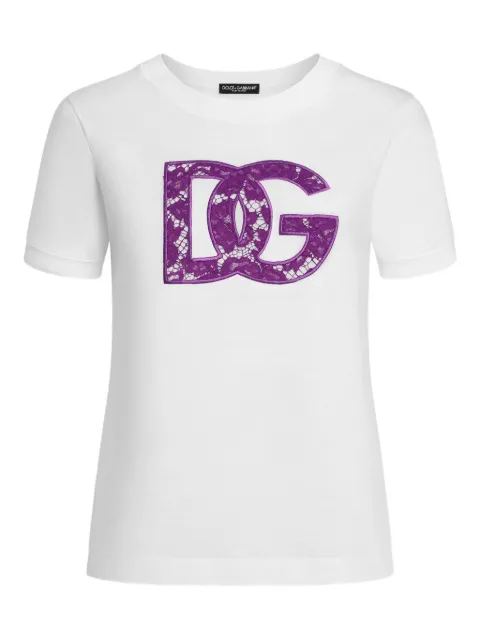 Dolce & Gabbana jersey T-shirt with lace inlay White F8V20ZGDC9V