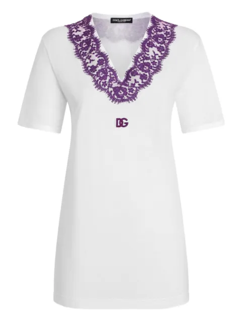 Dolce & Gabbana DNA lace-detailing T-shirt White F8G99ZGDDBP