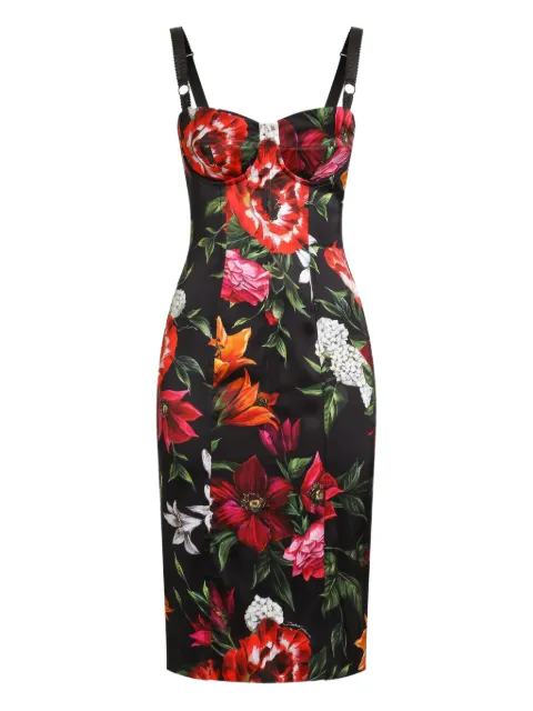 Dolce & Gabbana floral-print midi dress Black F6TZYTFSIB2