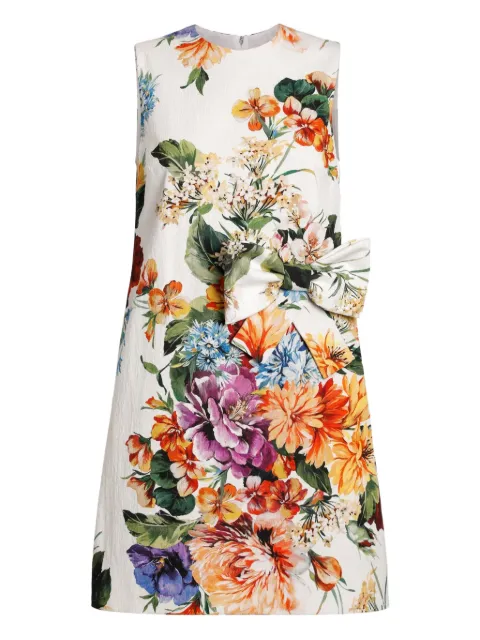 Dolce & Gabbana floral-print bow-detail mini dress White F6TZSTFSRQU