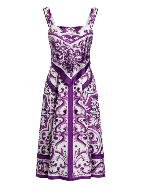 Dolce & Gabbana Majolica-print midi dress White F6TZBTHI1T1