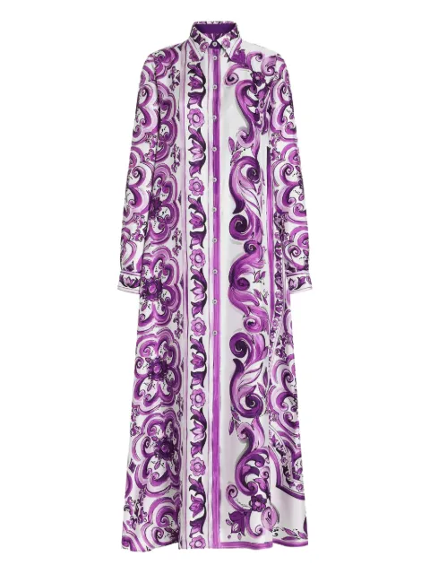 Dolce & Gabbana Maiolica-print shirt dress Purple F6TYQTHI1TK