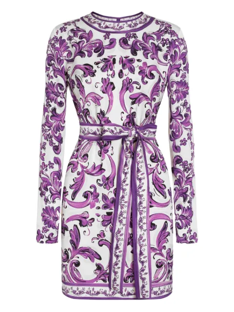 Dolce & Gabbana Majolica-print mini dress Purple F6TVCTHPAE8