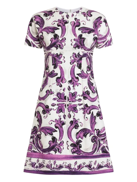Dolce & Gabbana Majolica-print mini dress Purple F6TVATFP9AL