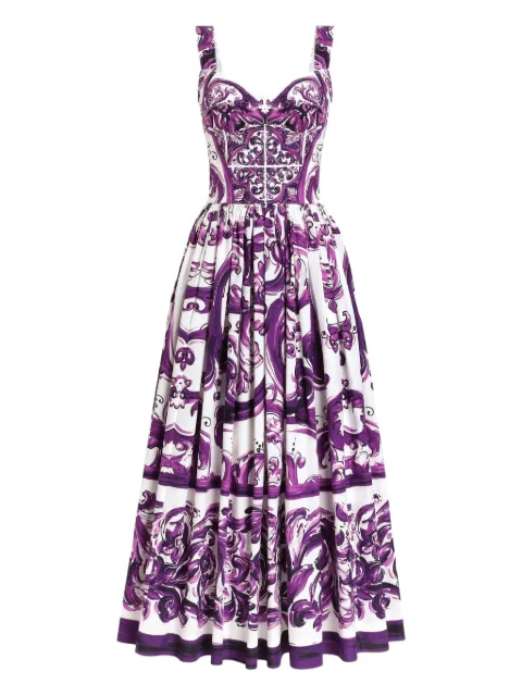 Dolce & Gabbana graphic-print midi dress White F6TTHTFI5JP