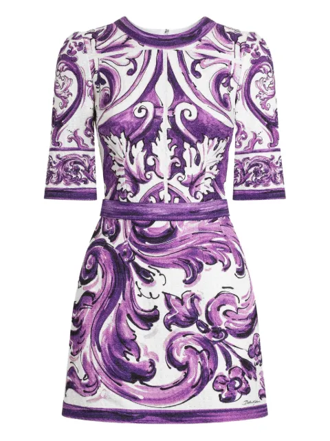 Dolce & Gabbana graphic-print mini dress White F6TSUTFP9AK