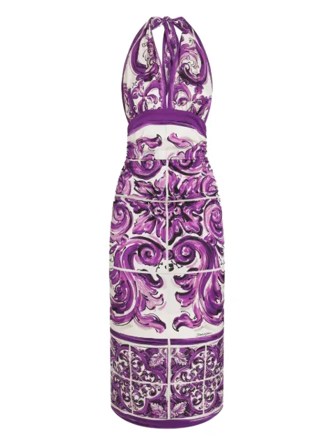 Dolce & Gabbana graphic-print midi dress White F6TSVTFHAA2