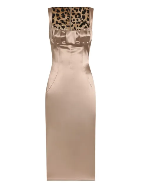 Dolce & Gabbana pleat-detail satin midi dress Neutrals F6TMOTFURAD