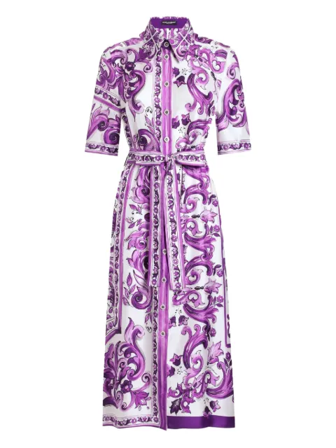 Dolce & Gabbana Majolica-print midi dress White F6JICTHI1Y7