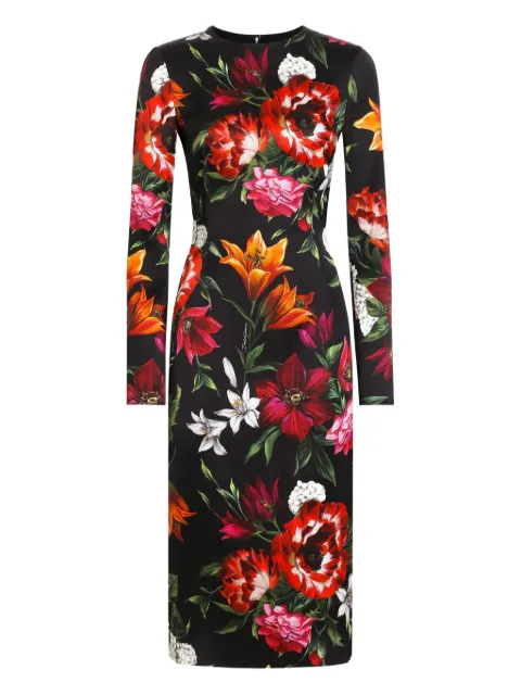 Dolce & Gabbana floral-print midi dress Black F6GAVTFSIB2