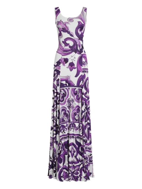 Dolce & Gabbana midi Maiolica-print dress Purple F6DAOTFS8C0