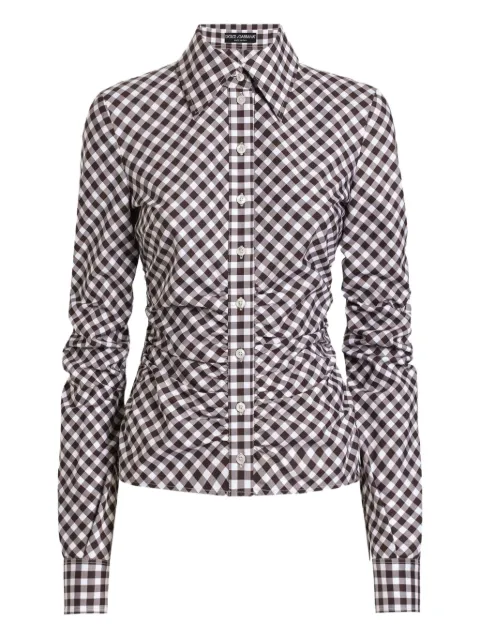 Dolce & Gabbana gingham-check gathered shirt Black F5T70TFQ5MY