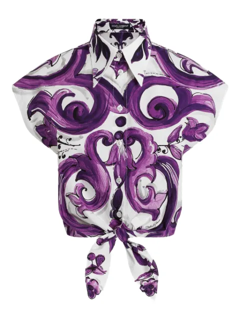 Dolce & Gabbana graphic-print cotton shirt White F5T53THH5EN