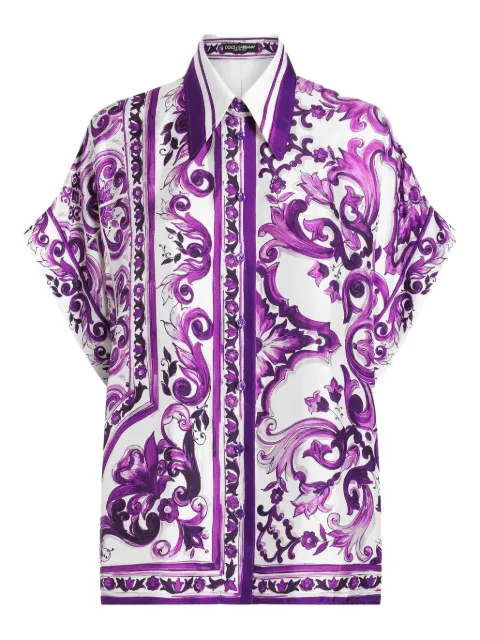 Dolce & Gabbana Maiolica-print shirt Purple F5T52THI1TK