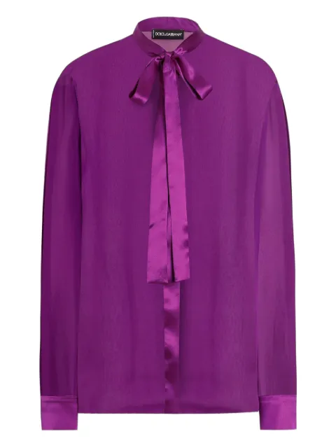 Dolce & Gabbana DNA satin tie-neck shirt Purple F5S81TFU1AT