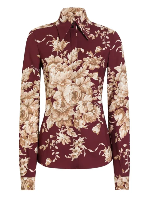 Dolce & Gabbana rose-print charmeuse shirt Red F5R64TFSA7Y