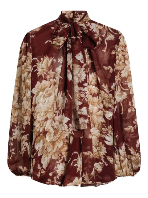 Dolce & Gabbana floral-print bow blouse Brown F5R62TIS1ZO