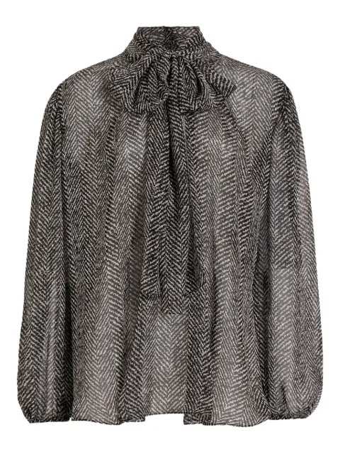 Dolce & Gabbana chevron-print bow blouse Black F5R62TIS1ZN
