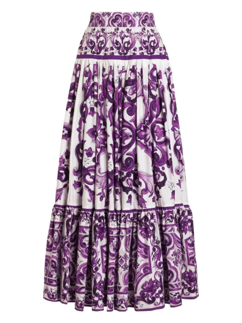 Dolce & Gabbana Majolica-print maxi skirt Purple F4CX0THH5EW
