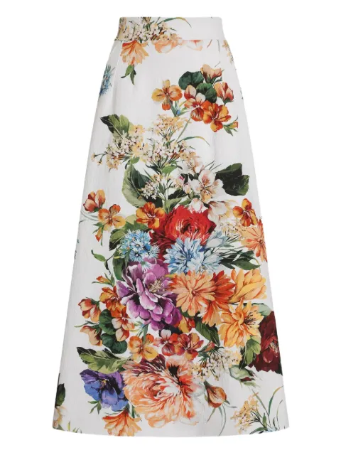 Dolce & Gabbana floral-print midi skirt White F4CNYTFSRQU