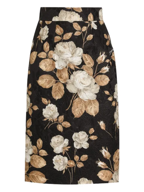Dolce & Gabbana rose-print midi pencil skirt Black F4C2CTFSTBR