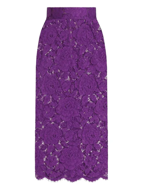 Dolce & Gabbana midi lace-detailing skirt Purple F4B7ITHLM7L