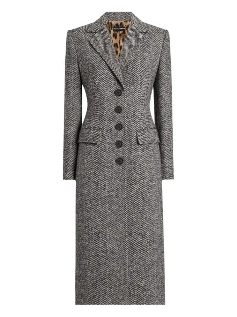 Dolce & Gabbana herringbone buttoned coat Grey F0W4QTFC2FU