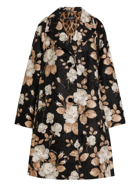 Dolce & Gabbana rose-print coat Black F0W3RTFSTBR
