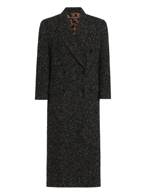 Dolce & Gabbana herringbone-pattern double-breasted coat Black F0GHHTFCZAD