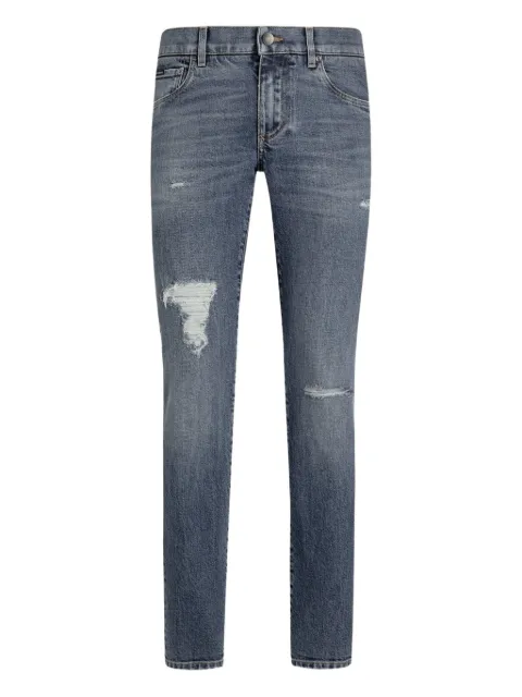 Dolce & Gabbana distressed logo-plaque jeans Blue GY07LDG8NI4