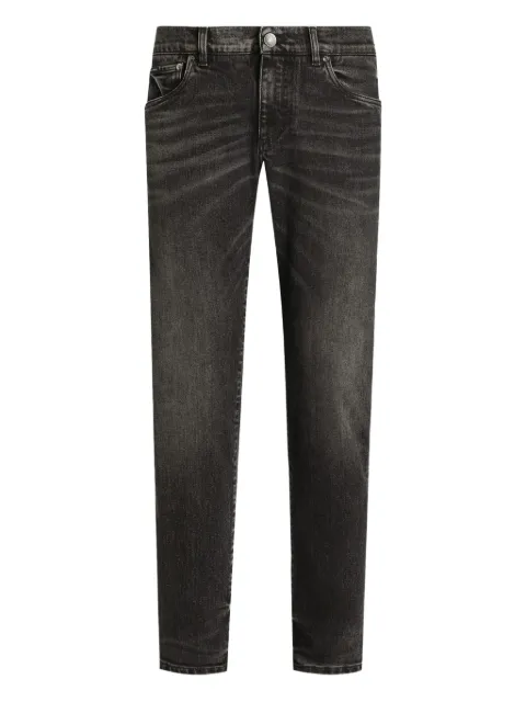 Dolce & Gabbana logo-plaque faded jeans Black GY07CDG8NK9
