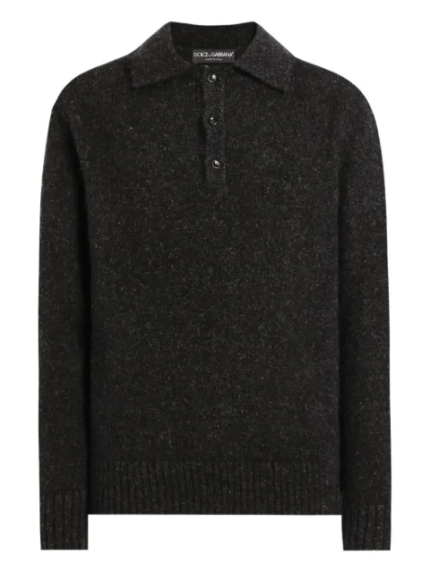 Dolce & Gabbana buttoned wool-blend polo shirt Black GXZ48TJFMIL