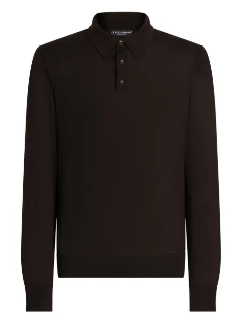 Dolce & Gabbana long-sleeve polo shirt Brown GXZ25TJBW05