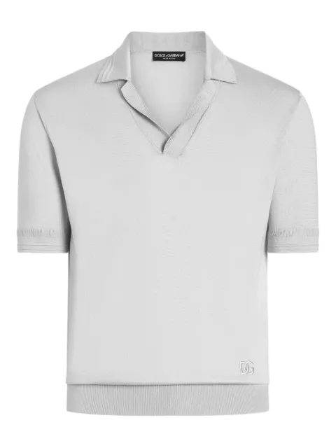 Dolce & Gabbana silk polo shirt Grey GXZ09ZJBSLV