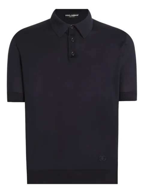 Dolce & Gabbana silk polo shirt Blue GXZ02ZJBSLV