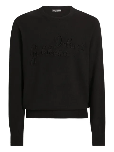 Dolce & Gabbana crew-neck logo-embroidered sweater Black GXX01ZJDVDE