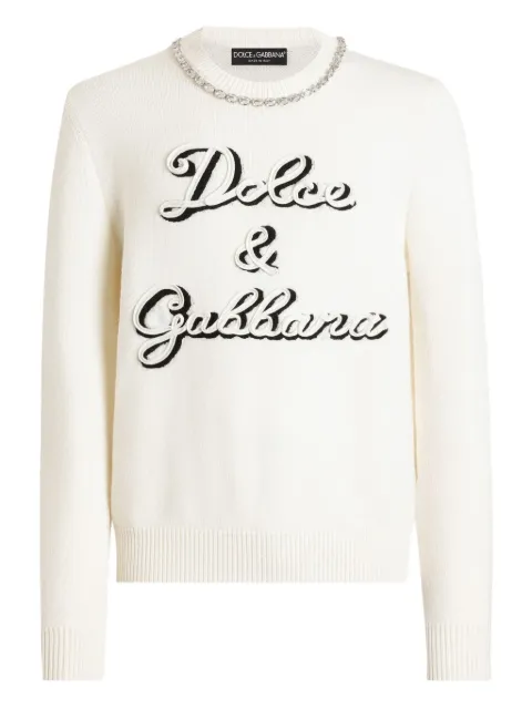 Dolce & Gabbana embellished logo sweater White GXX01ZJDVC3