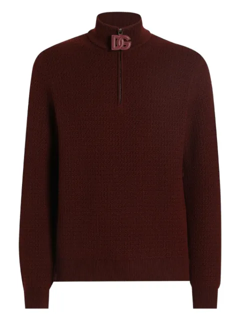 Dolce & Gabbana half-zip waffle-knit sweater Red GXW06TJDVBQ