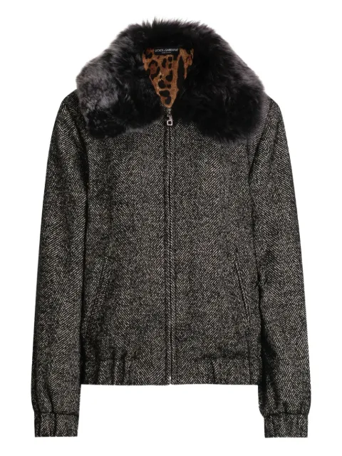 Dolce & Gabbana herringbone bomber jacket Black F9S93TFCBAJ