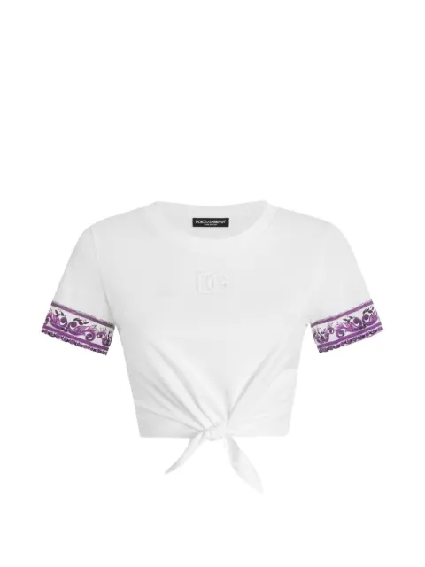 Dolce & Gabbana Majolica-prints short-sleeved t-shirt White F8V54ZII7IG