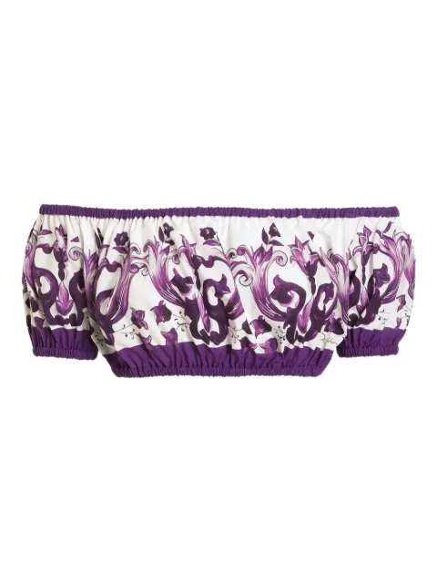 Dolce & Gabbana Majolica-print crop top White F755RTHH5EQ