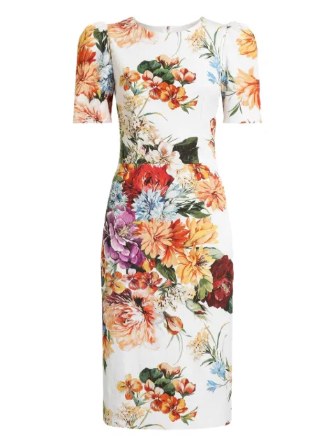 Dolce & Gabbana midi floral-print dress White F6TYCTFSRQU