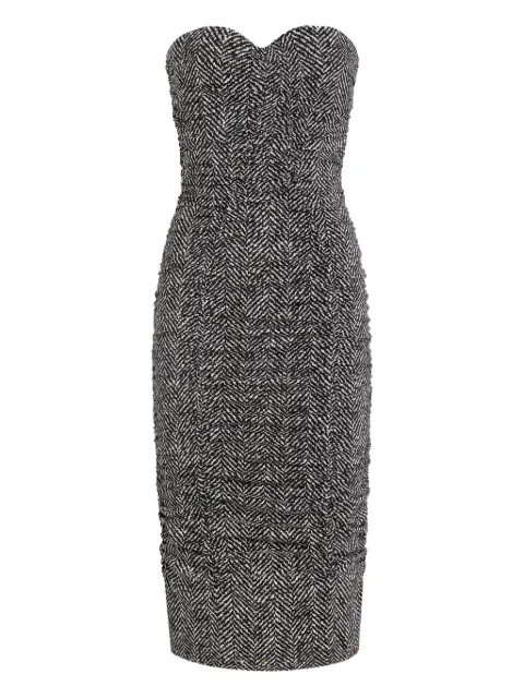 Dolce & Gabbana midi chevron strapless dress Black F6TWCTFSA7Z
