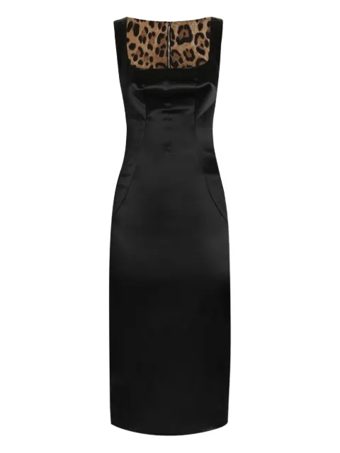 Dolce & Gabbana midi square-neck satin dress Black F6TVTTFURAD